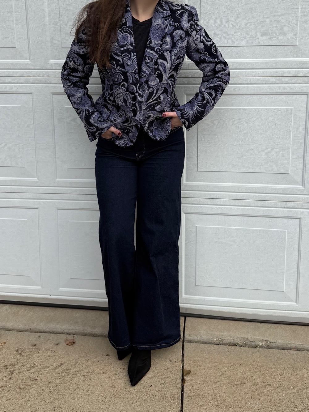 Emma James Vintage Blue Floral Brocade Blazer